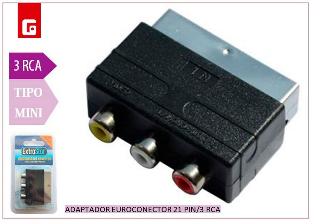 Adaptador Euroco. 21 pin/3 RCA - Accesorios electrónicos