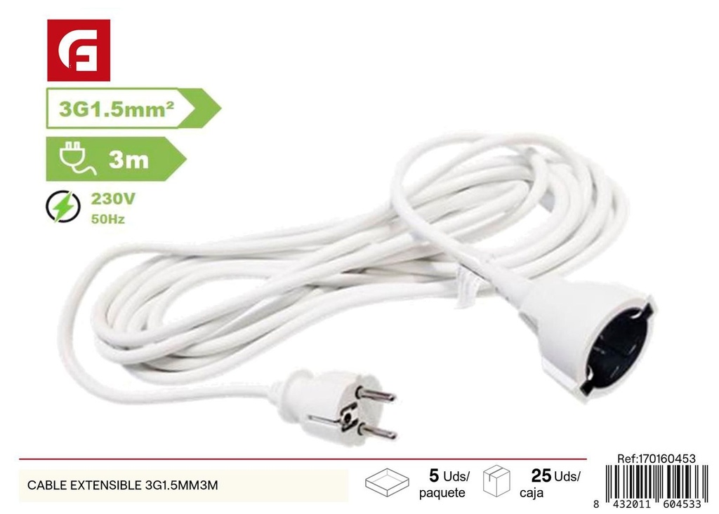 Cable extensible 3G1.5mm3m