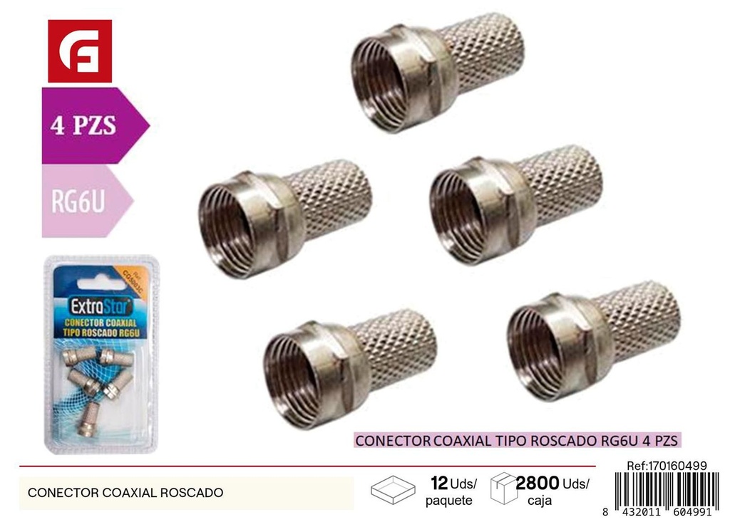 Conector coaxial roscado para conexiones de TV