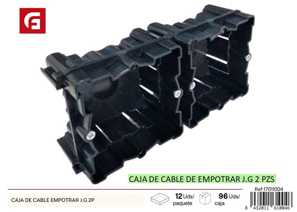 Caja de cable empotrar J.G 2P para instalaciones eléctricas