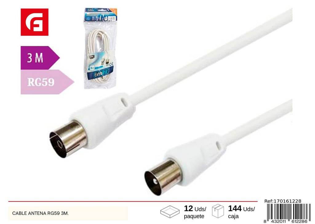 Cable antena RG59 3 mts - Accesorios electrónicos