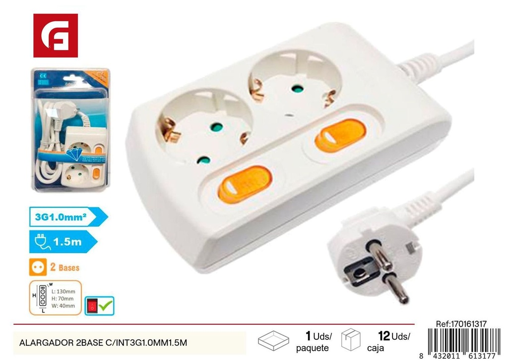 Extensor 2 bases con interruptor 1mm*1.5m - Instalaciones eléctricas