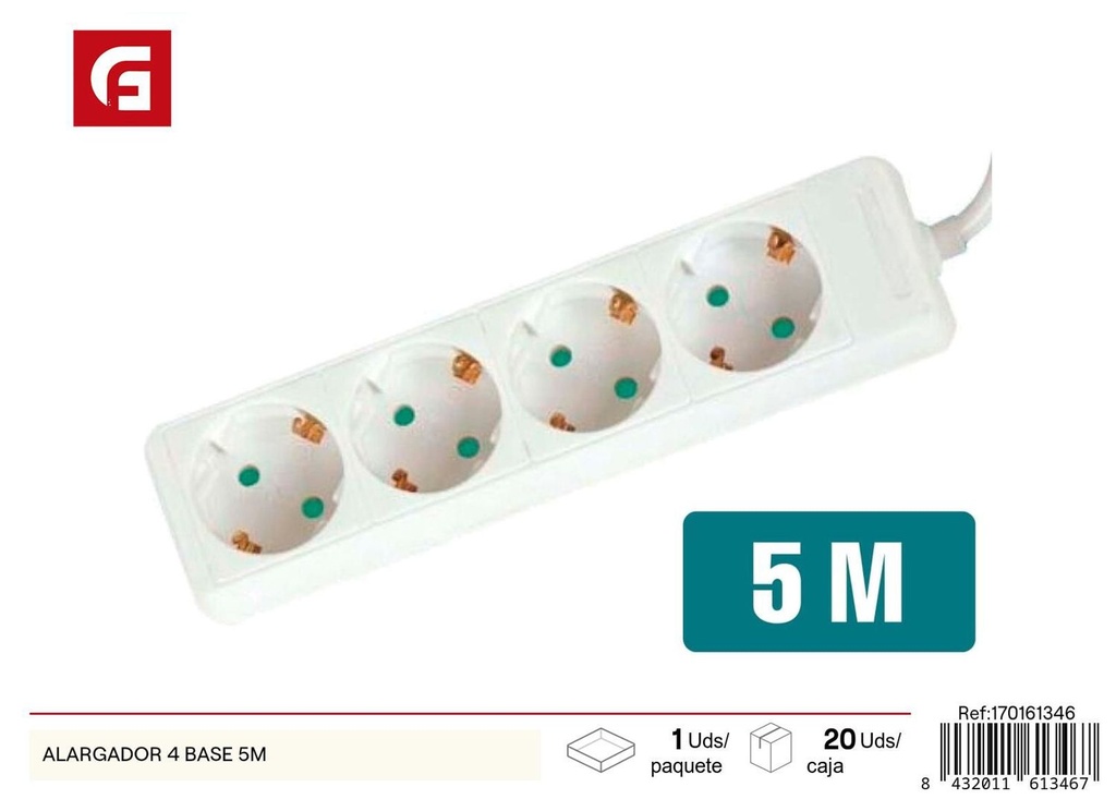 Alargador 4 bases 5m - Suministros eléctricos