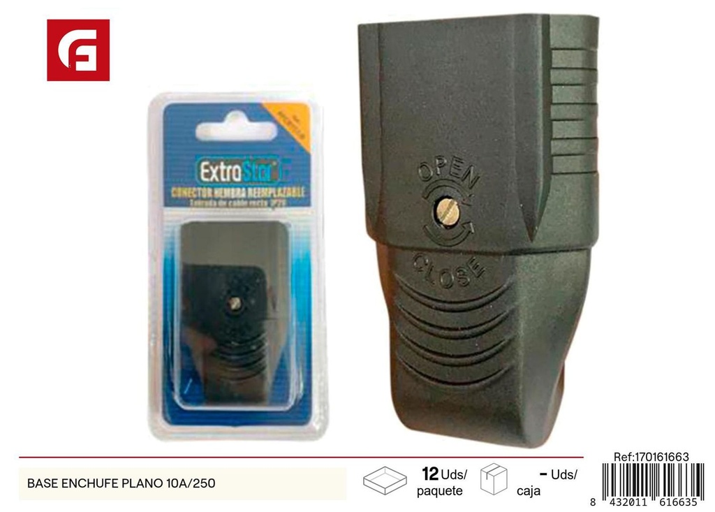 Base enchufe plano 10 A/250 - Accesorios eléctricos