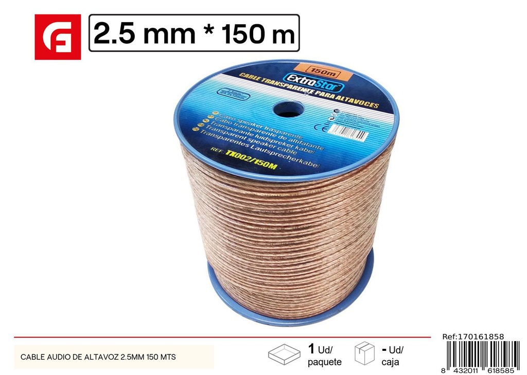 Cable de audio para altavoces 2.5mm 150mts - Suministros eléctricos