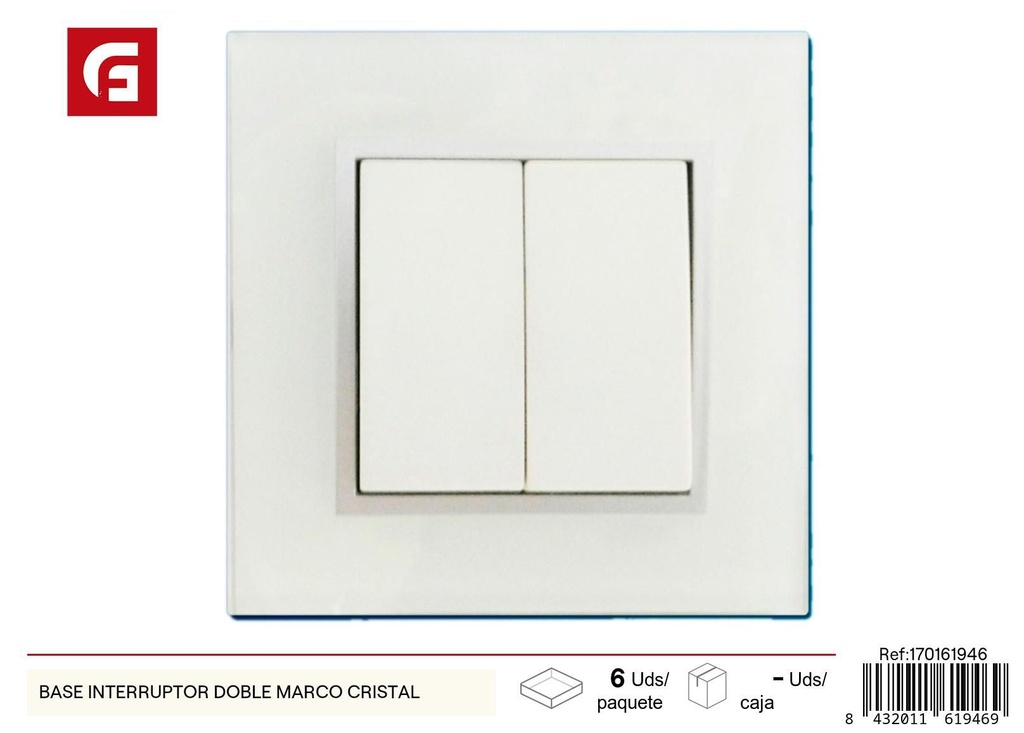 Base interruptor doble marco cristal - Accesorios eléctricos