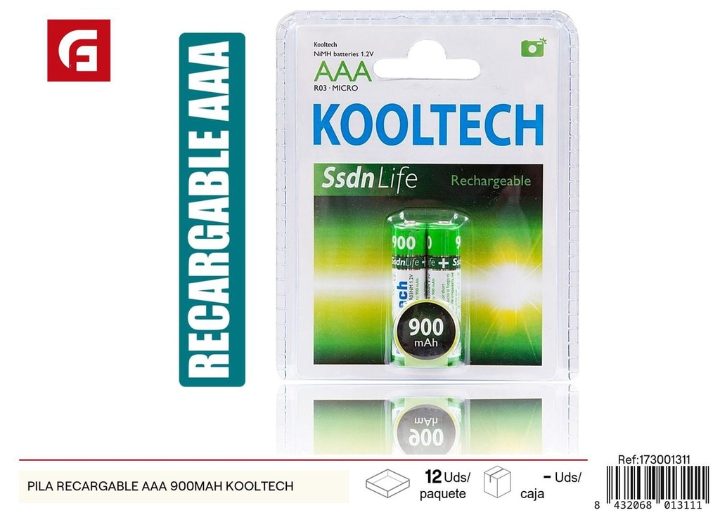 Pila recargable AAA 900mAh Kooltech