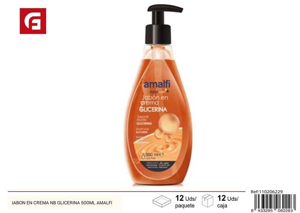 Jabón en crema de glicerina 500ml Amalfi para manos