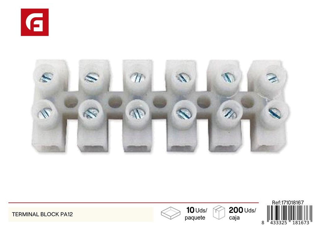 Terminal block PA12 6 filas 12 puertos - Suministros eléctricos