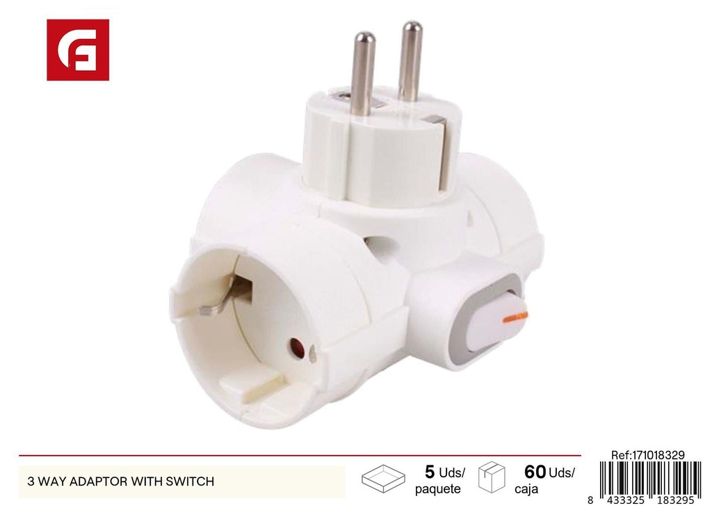Adaptador con interruptor de 3 agujeros - Accesorios eléctricos