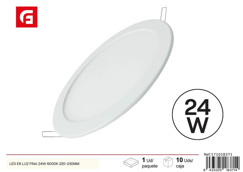 Bombilla LED E6 ultrafina redonda 24W luz blanca 6000K fría 2565lm