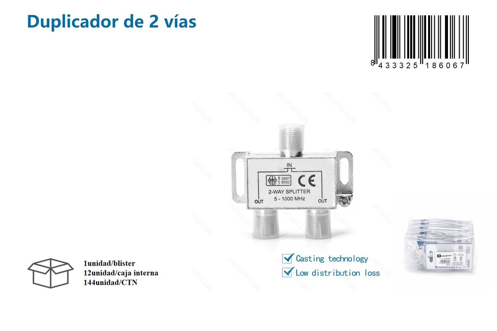 Duplicador de 2 vías para conexiones eléctricas