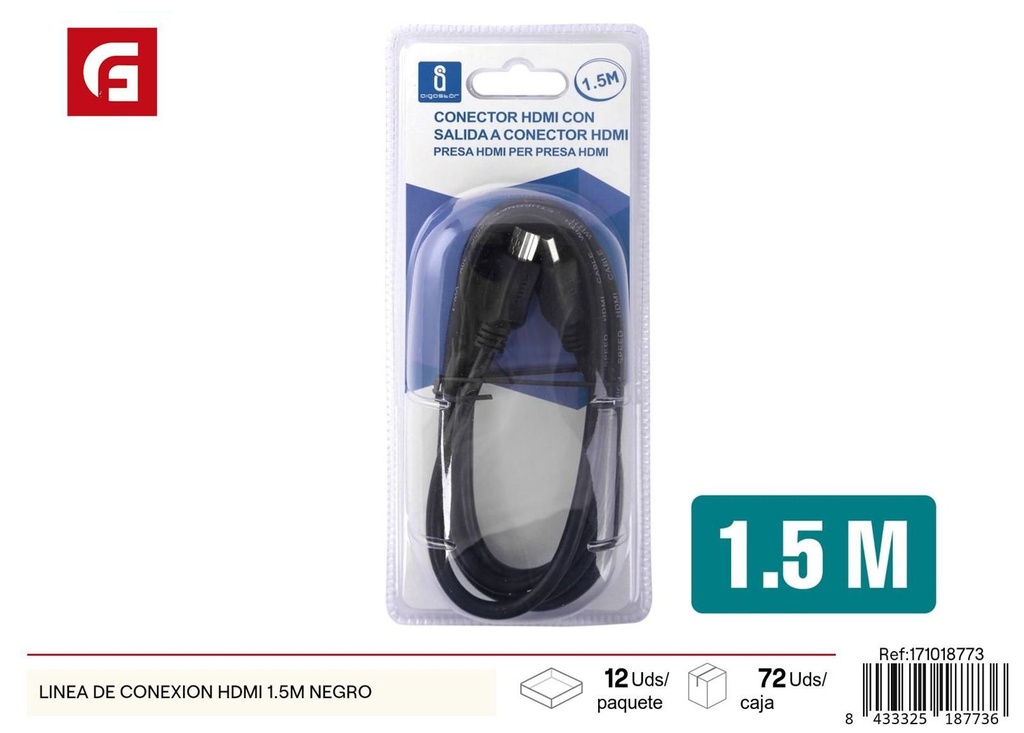 Cable HDMI 1.5m negro para conexión