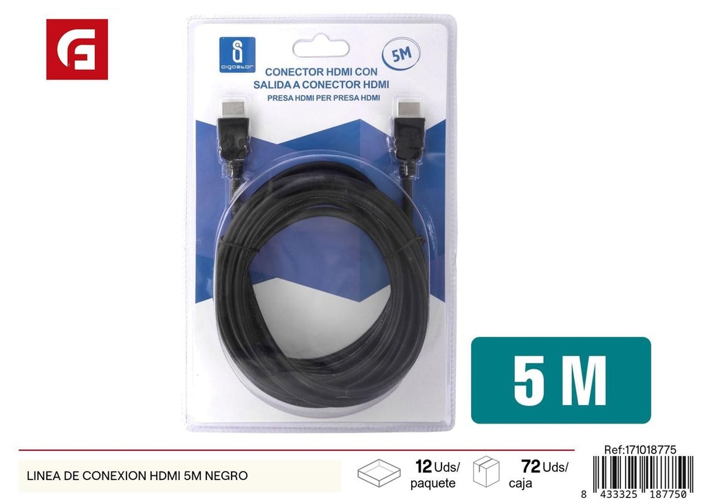 Cable HDMI 5m negro