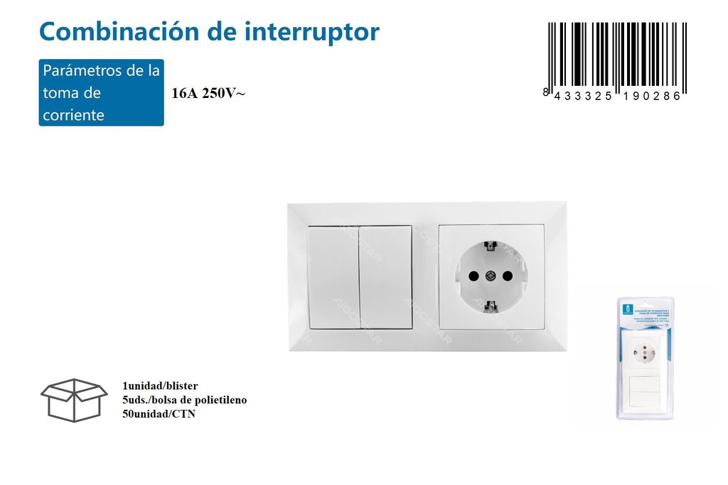 Interruptor de pared para instalación eléctrica