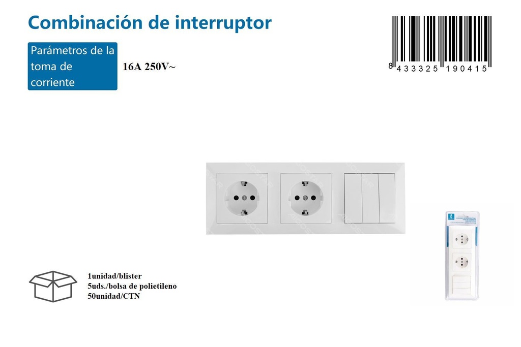 Interruptor de pared para instalación eléctrica