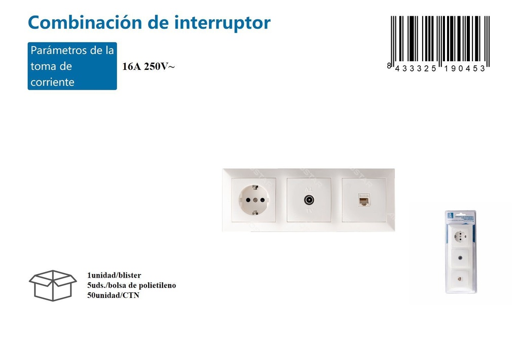 Interruptor de pared doble blanco para control de luces