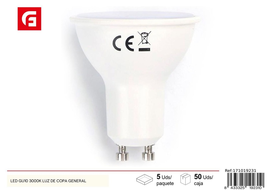 Bombilla LED GU10 9W 3000K 700lm