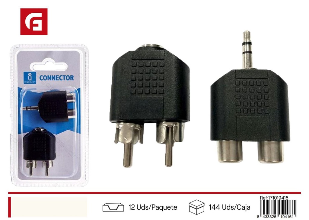 Conector estéreo de audio 3RCA a 3RCA para dispositivos electrónicos