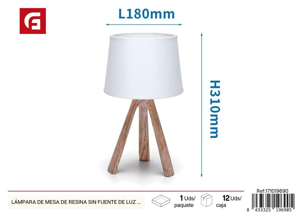 Lámpara de mesa de resina sin fuente de luz E14 Max.40W