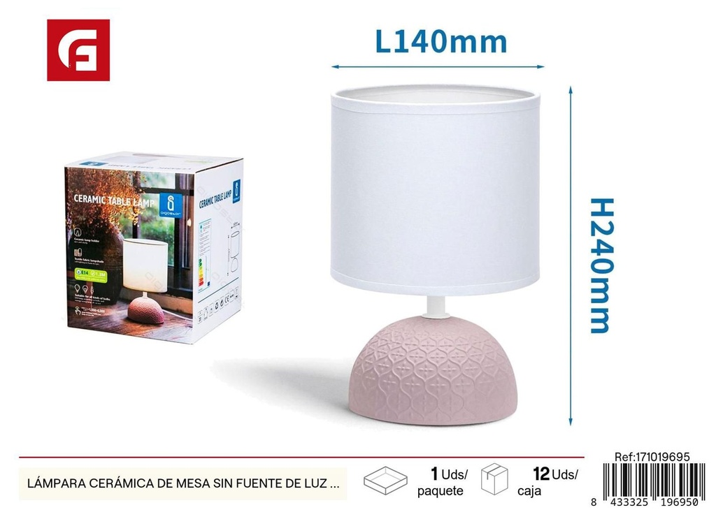 Lámpara cerámica de mesa E14 max.40W sin fuente de luz para iluminación