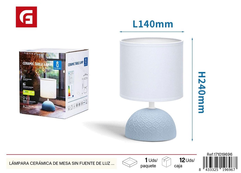 Lámpara cerámica de mesa sin fuente de luz E14 max. 40W para decoración