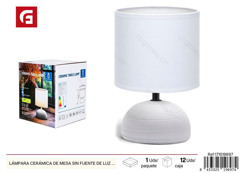 Lámpara de mesa de cerámica sin bombilla E14 max. 40W para escritorio