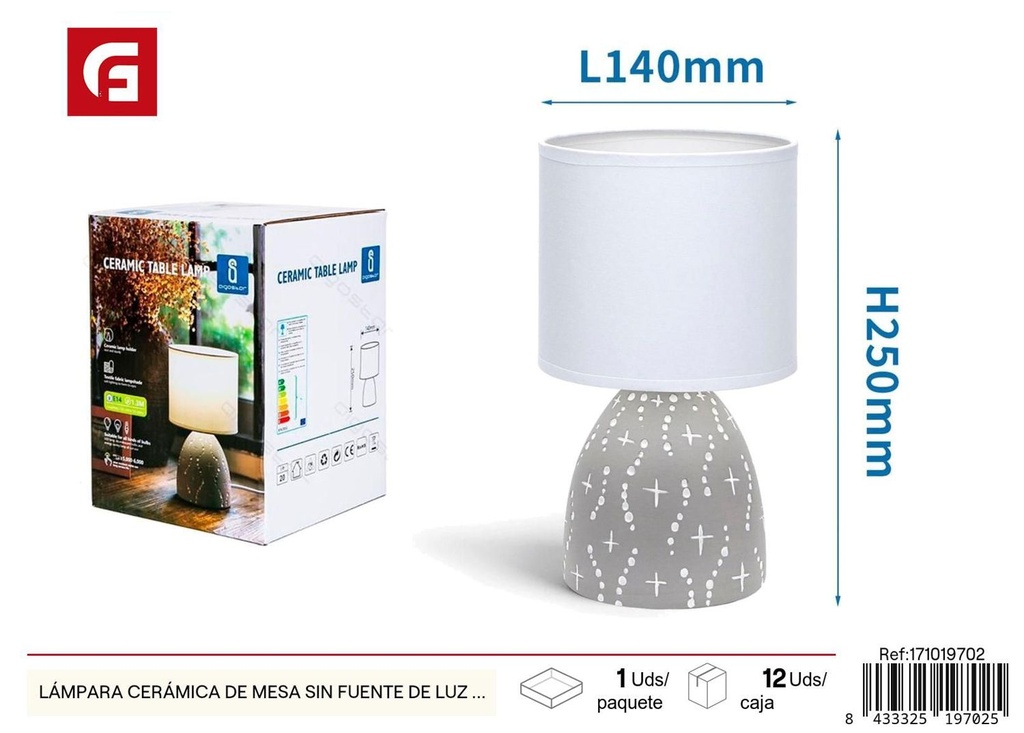 Lámpara de mesa cerámica E14 max 40W