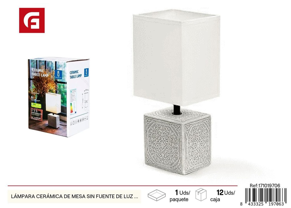 Lámpara cerámica de mesa sin luz E14 max 40W