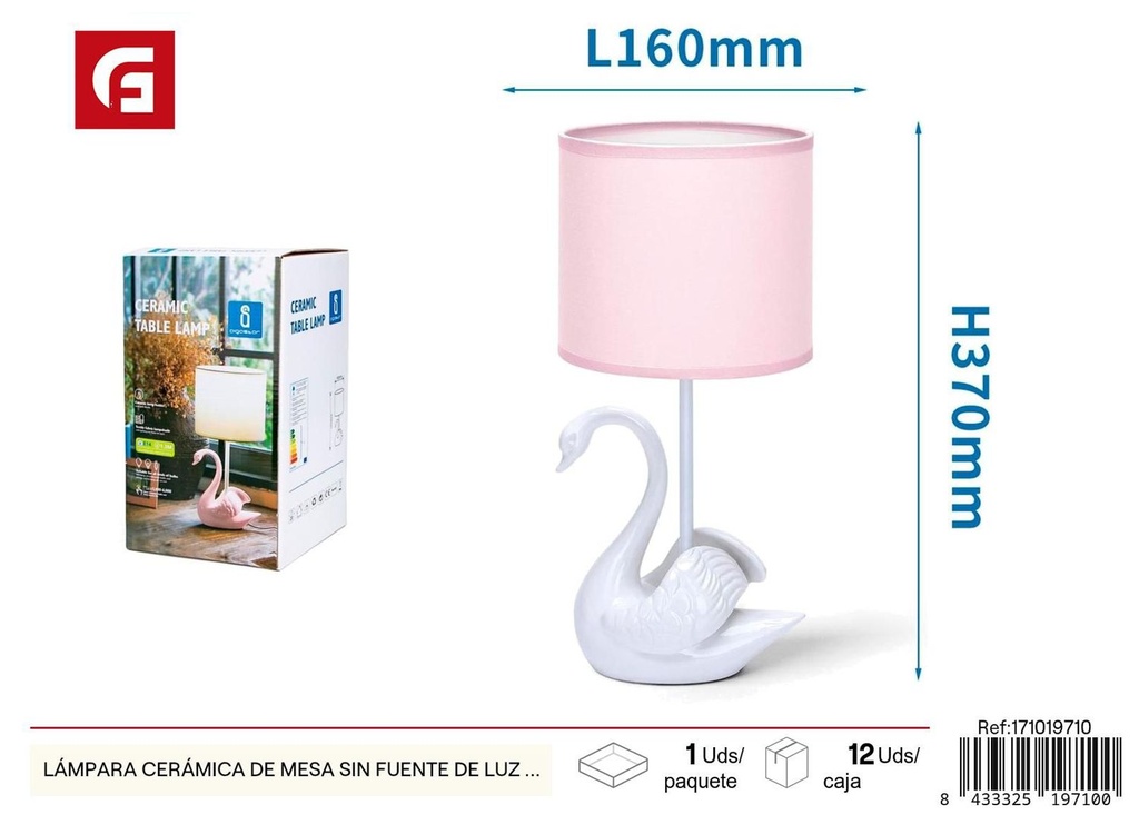 Lámpara de cerámica de mesa sin fuente de luz E14 Max.40W - Iluminación