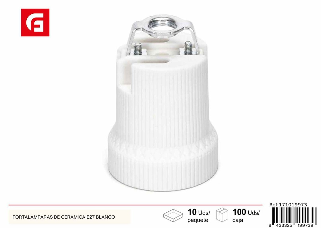 Portalámparas de cerámica E27 blanco - Iluminación
