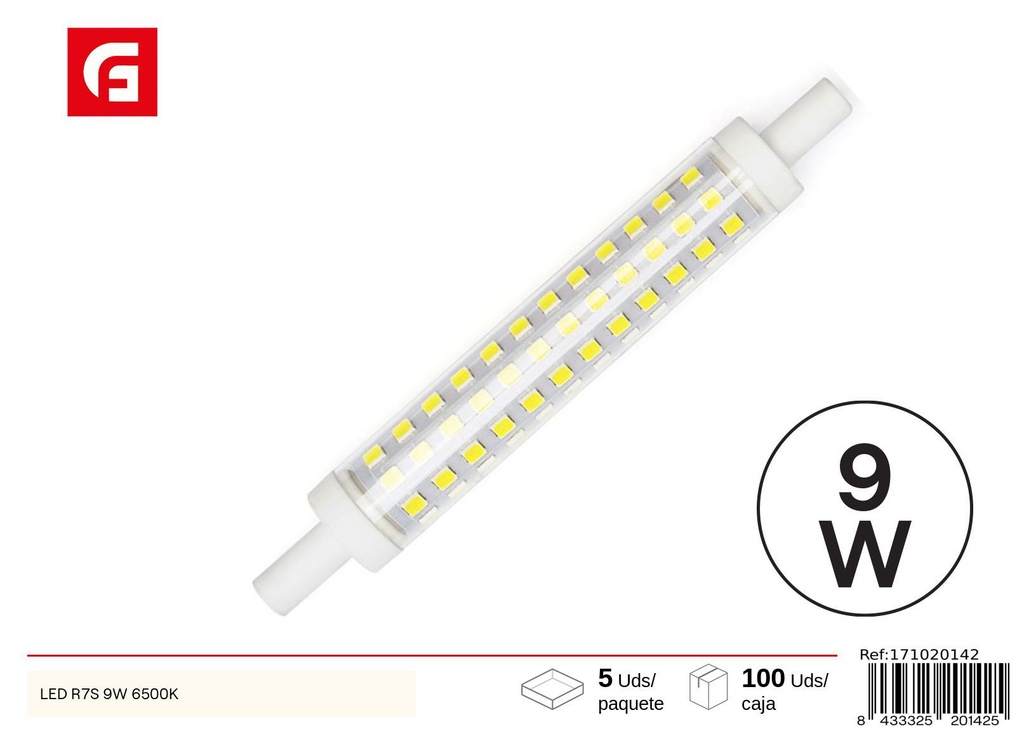 Bombilla LED cerámica R7S 9W 6500K - Iluminación