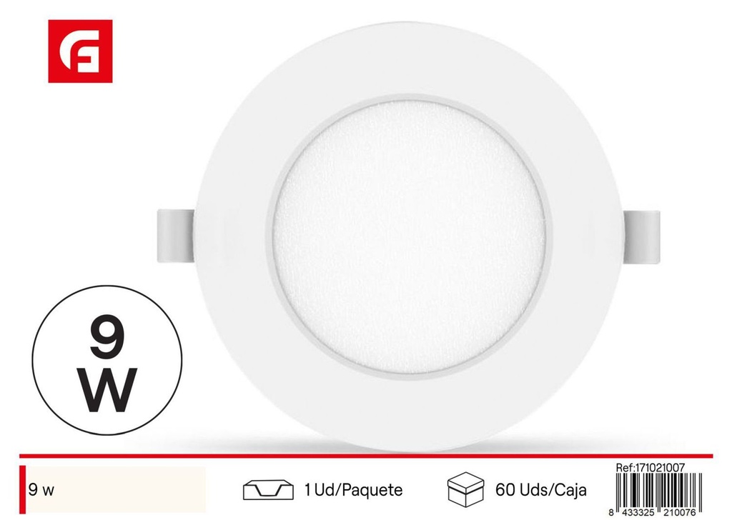 Foco retroiluminado LED E6 9W 4000K para iluminación