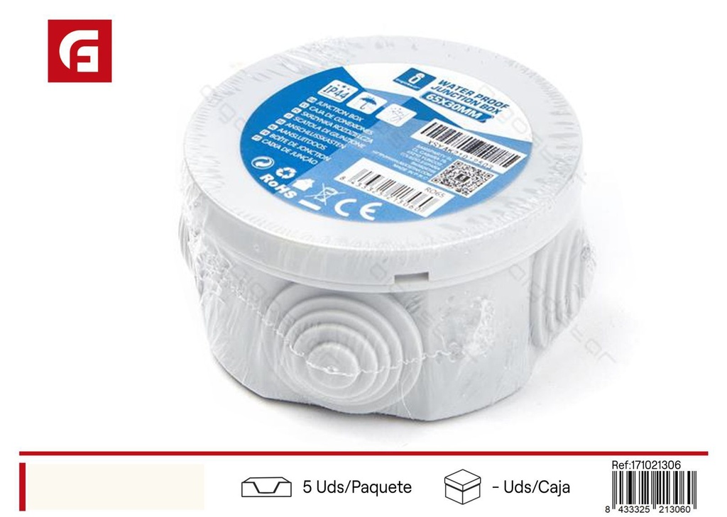 Caja de conexión D65 x H30 mm resistente al agua - Artículos eléctricos