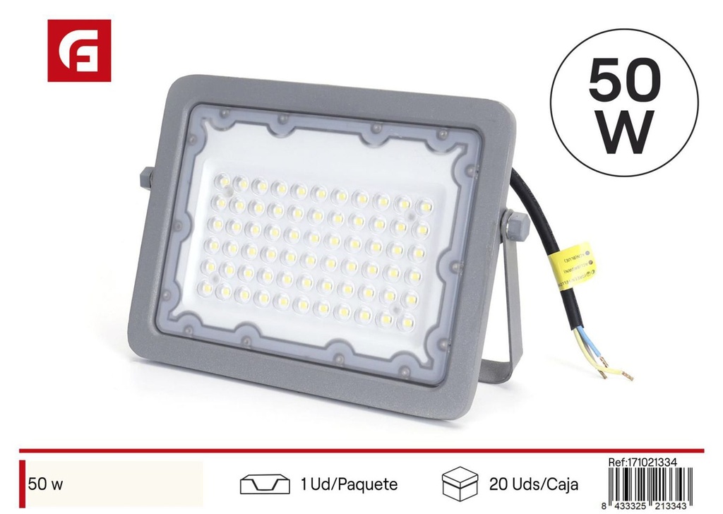 Proyector LED fino 50W 6500K IP65 para exteriores