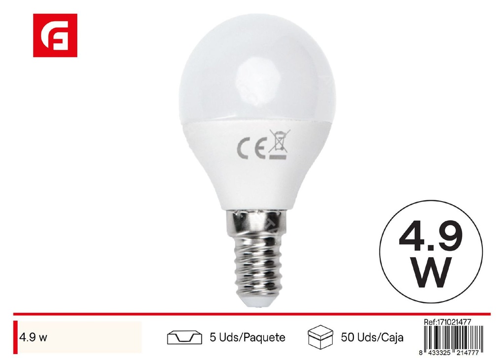 Bombilla LED G45 E14 4.9W 6500K