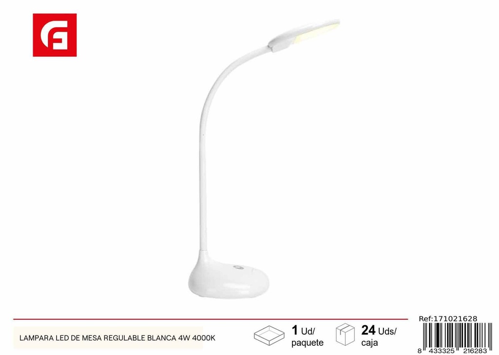 Lámpara de mesa LED regulable blanca 4W 4000K