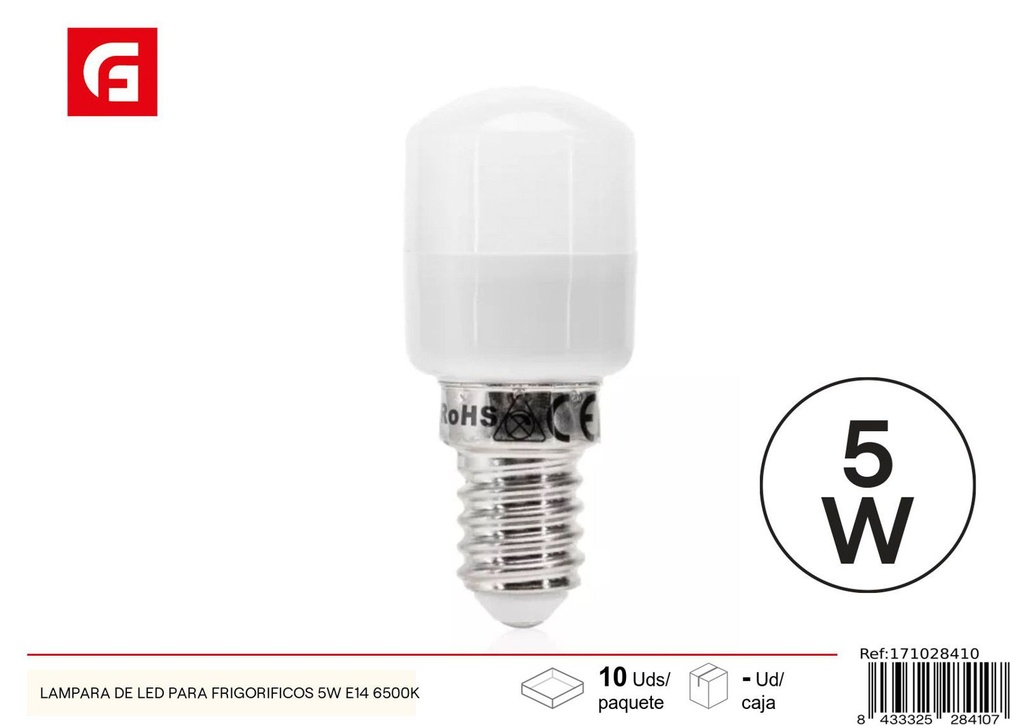 Lámpara de LED para frigoríficos 5W E14 6500K para iluminación eficiente