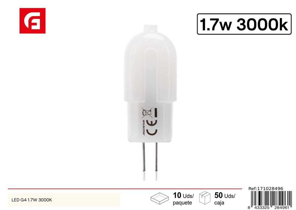 Lámpara LED blanco lechoso G4 1.7W 3000K