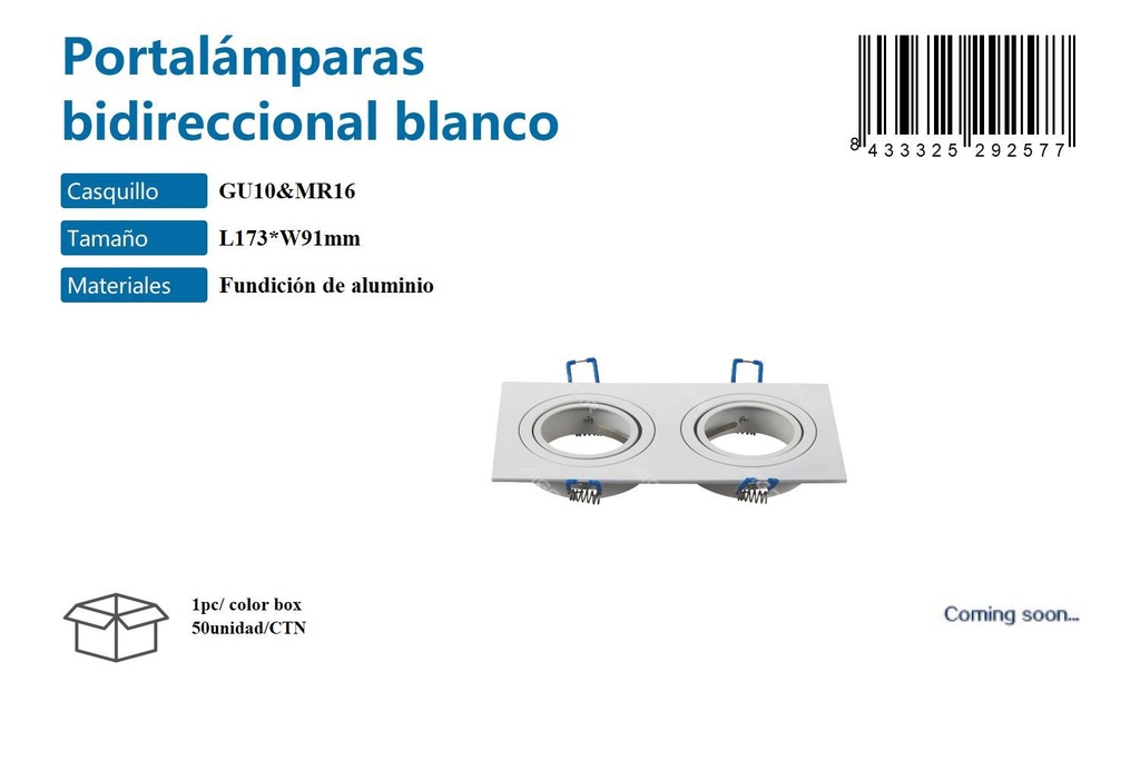 Portalámparas bidireccional blanco para iluminación