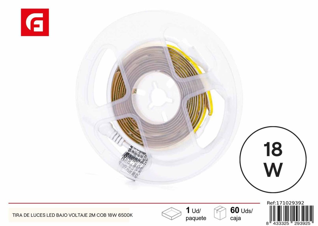 Tira de luces LED bajo voltaje 2m COB 18W 6500K - Iluminación