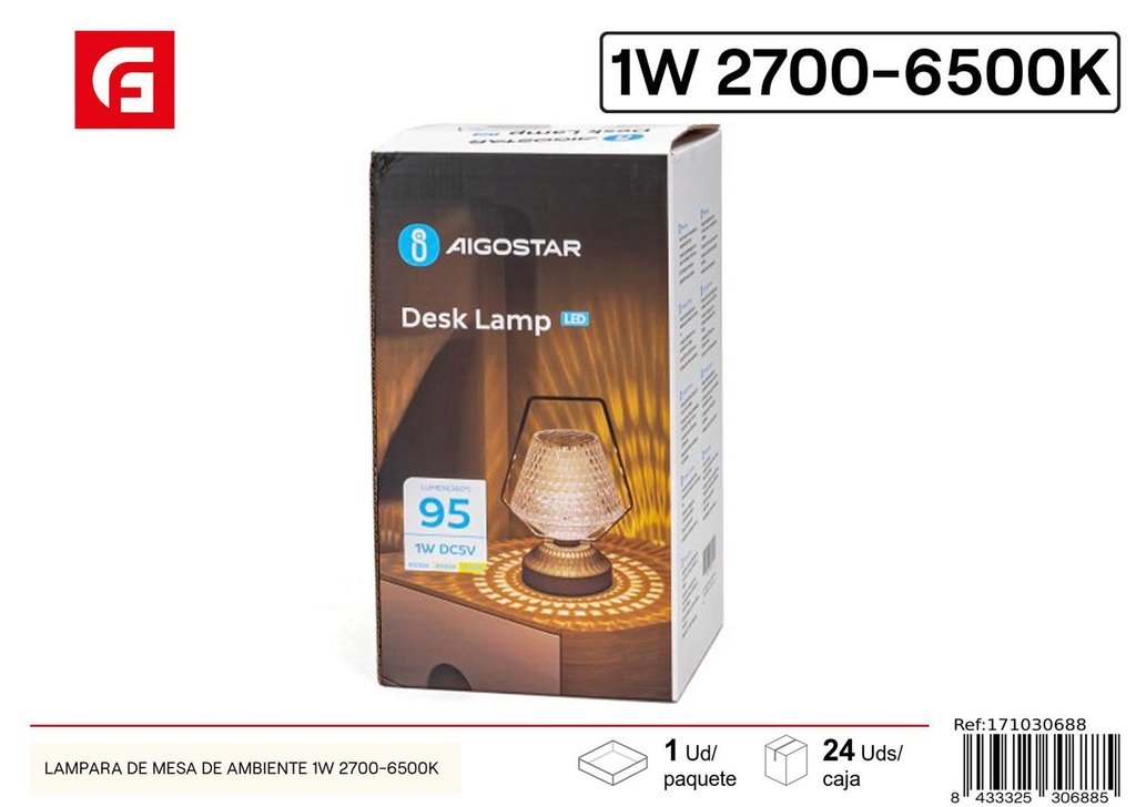 Lámpara de mesa de ambiente 1W 2700-6500K para iluminación