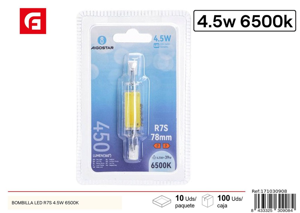 Bombillas LED R7S 4.5W 6500K - Iluminación y bombillas