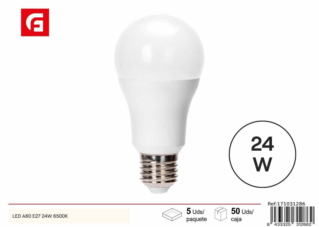 Bombilla LED A60 E27 24W 6500K