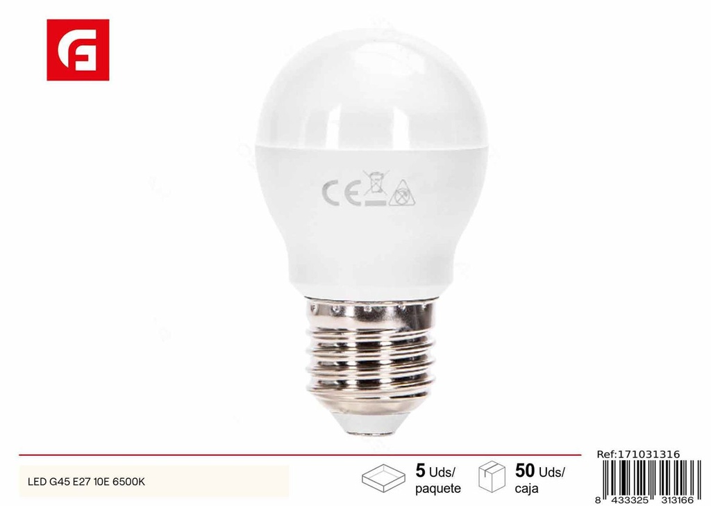 Bombilla LED G45 E27 10W 6500K