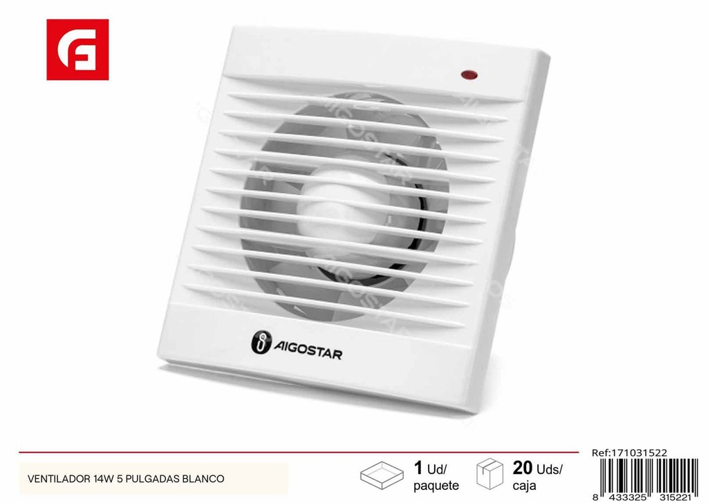 Ventilador 14w 5 pulgadas blanco