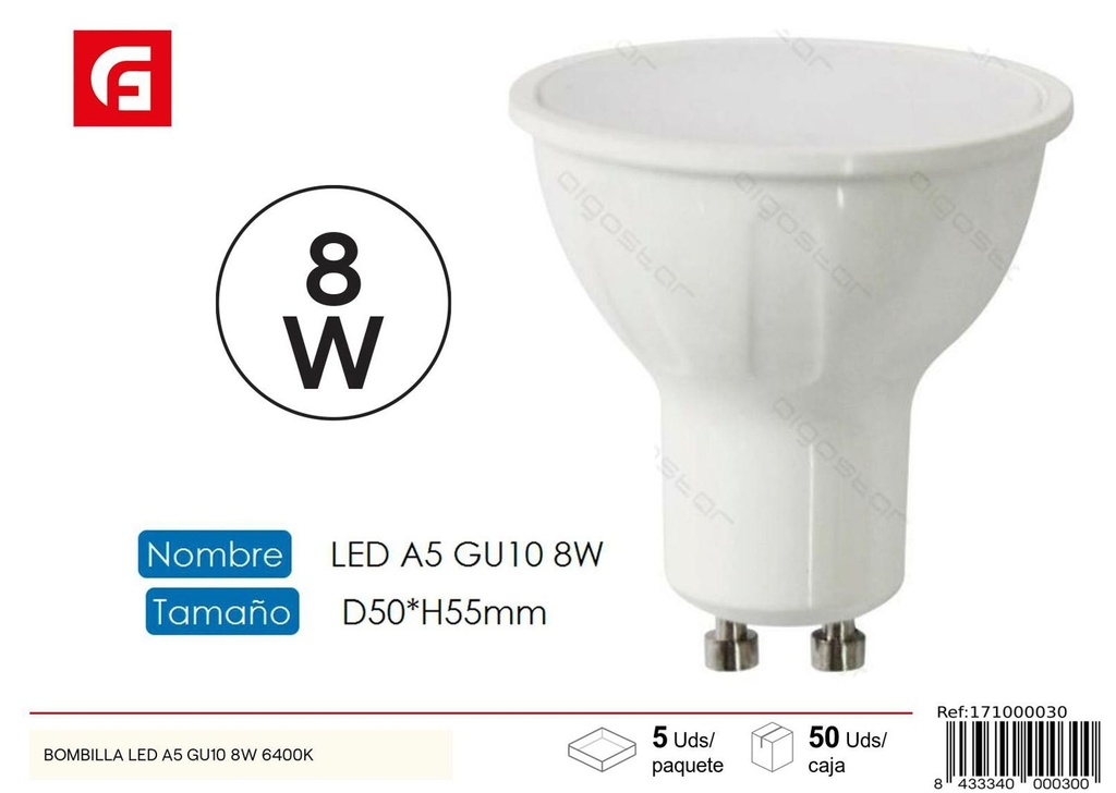 Bombilla LED GU10 8W 640lm