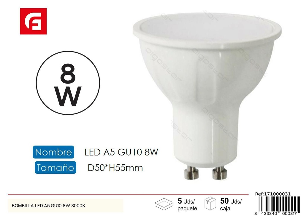 DISPOSITIVO LED GU10 8W 640LM - Iluminación