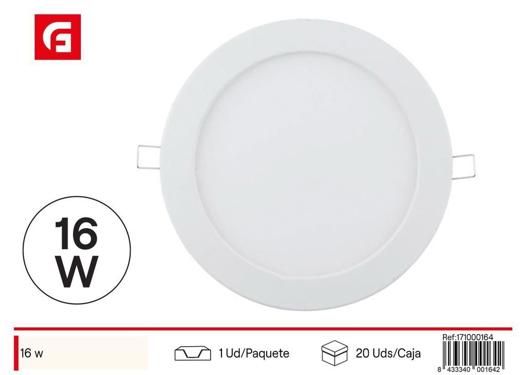 Lámpara LED E6 luz fina 16W 4000K 150-160mm para techo