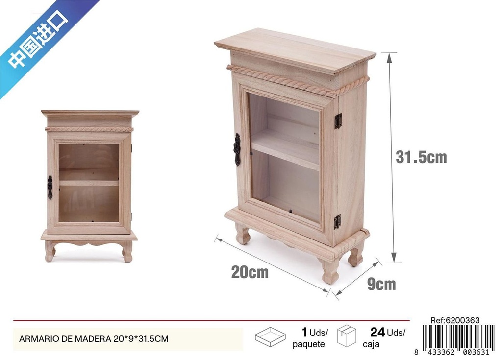 Armario de madera 20x9x31.5cm almacenamiento decorativo